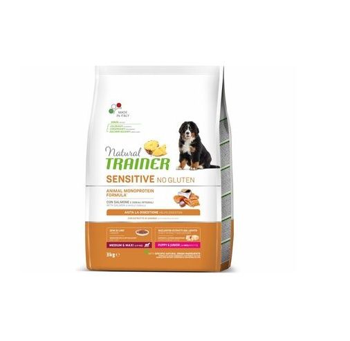 Natural Trainer No gluten puppy&junior medium/maxi losos granule 3 kg Natural Trainer