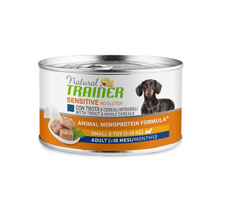 Natural Trainer No gluten small&toy pstruh konzerva 150 g Natural Trainer