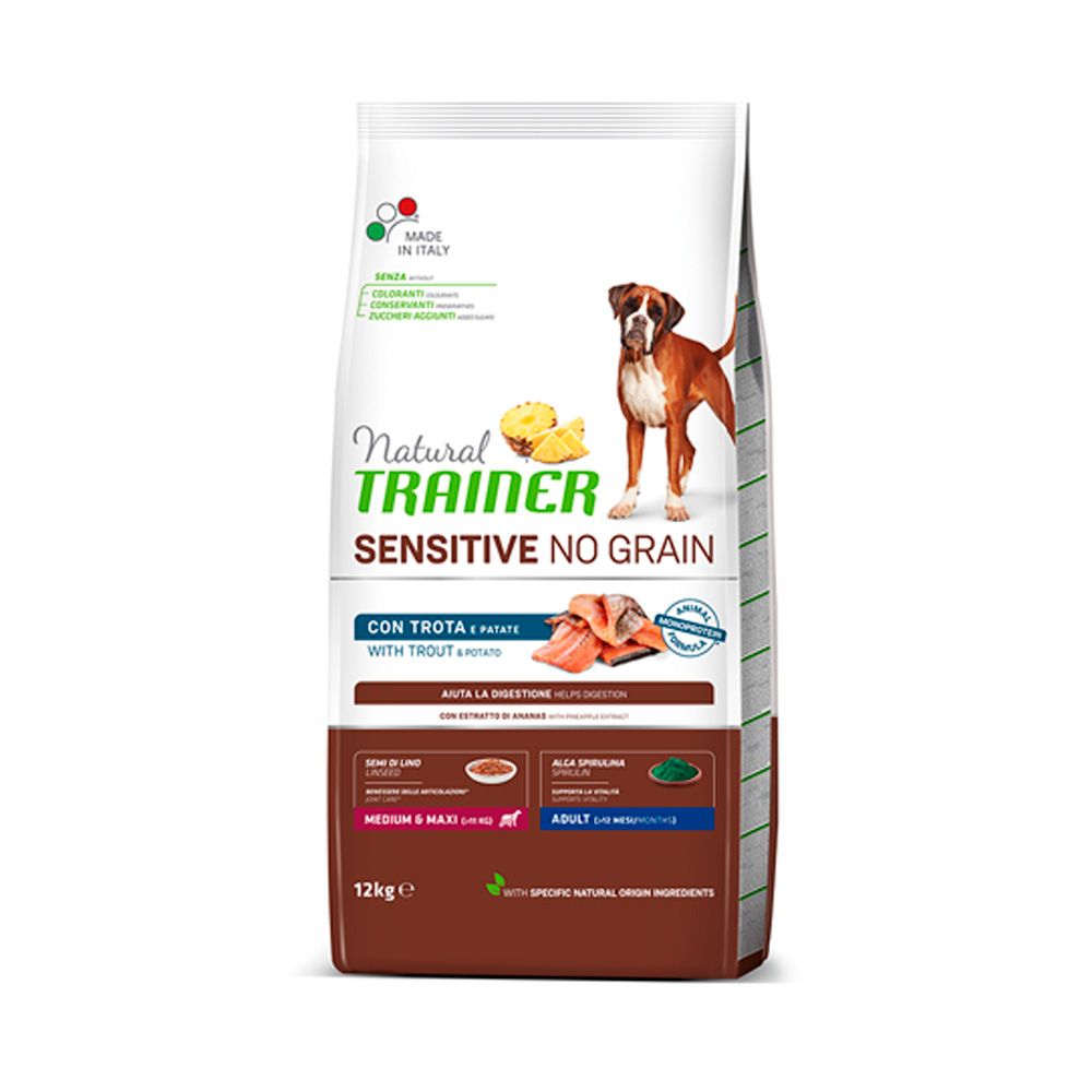 Natural Trainer No grain medium/maxi pstruh granule 12 kg Natural Trainer