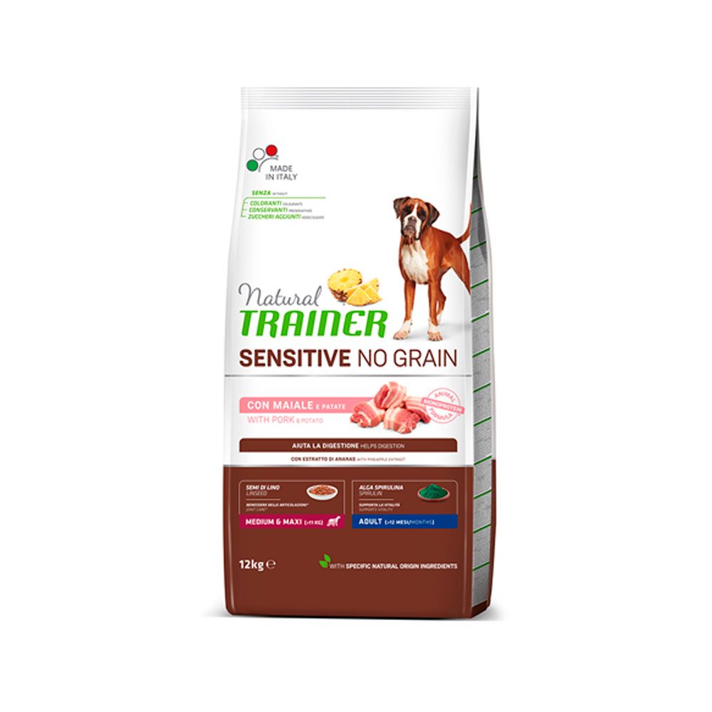 Natural Trainer No grain medium/maxi vepřové granule 12 kg Natural Trainer