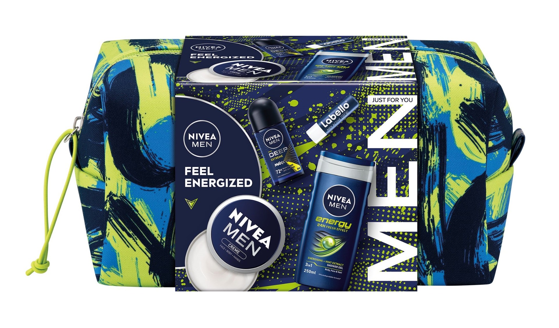 Nivea Men Bag Feel Energized 2024 dárková sada pro muže 4 ks Nivea