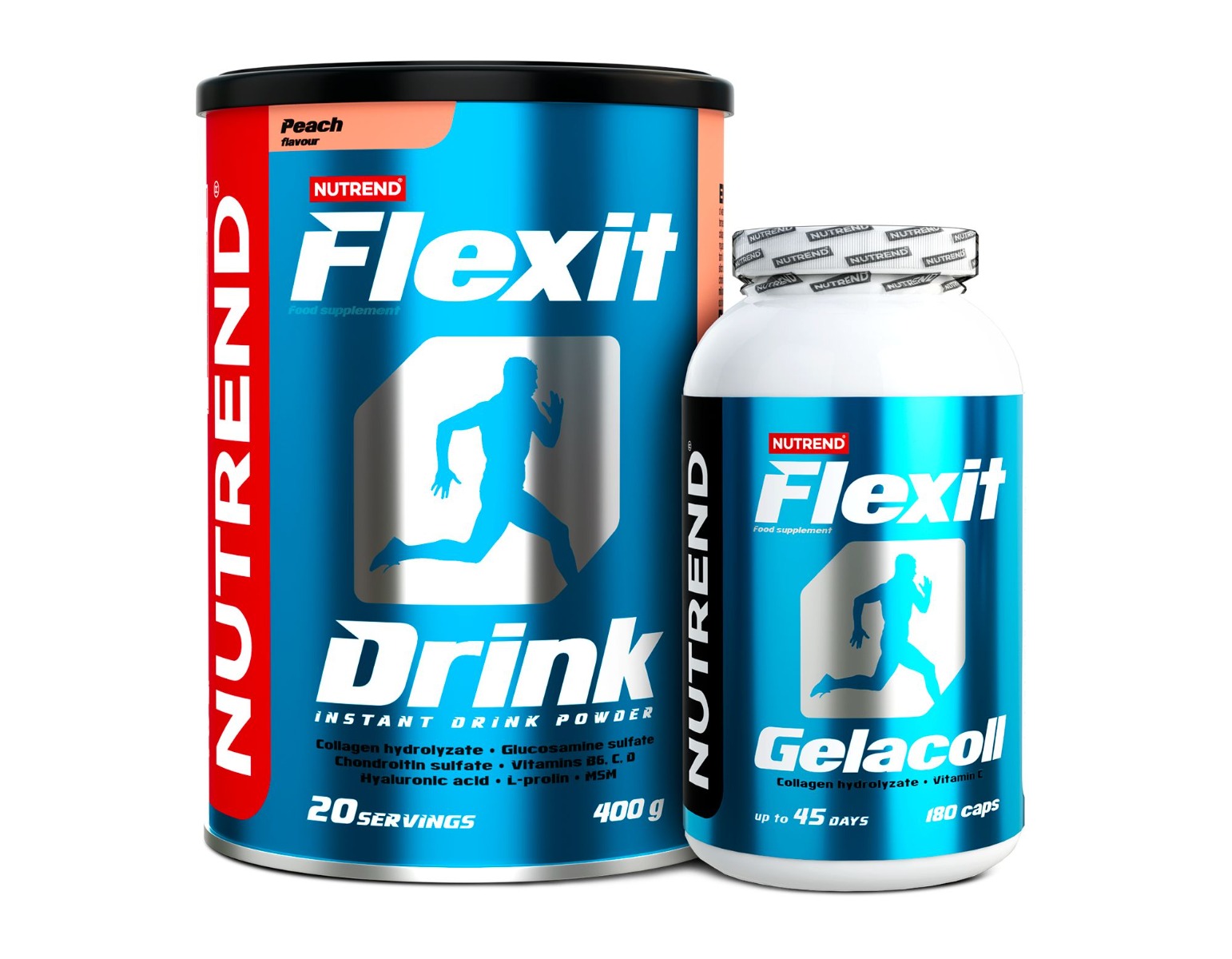 Nutrend Flexit Drink 400 g broskev + Flexit Gelacoll 180 kapslí dárková sada Nutrend