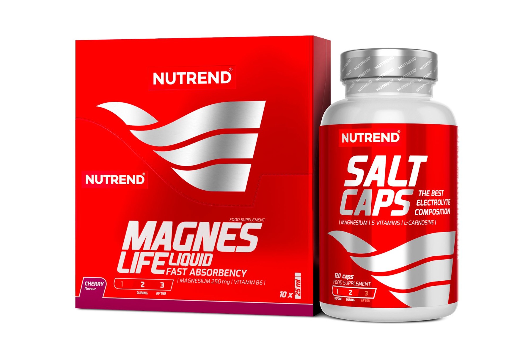 Nutrend Magneslife 10x25 ml višeň + Salt Caps 120 kapslí dárková sada Nutrend