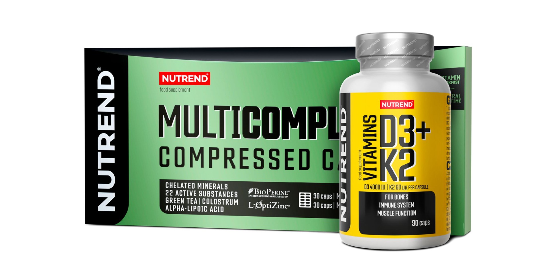 Nutrend Multicomplex Compressed + Vitamins D3+K2 dárková sada 60+90 kapslí Nutrend