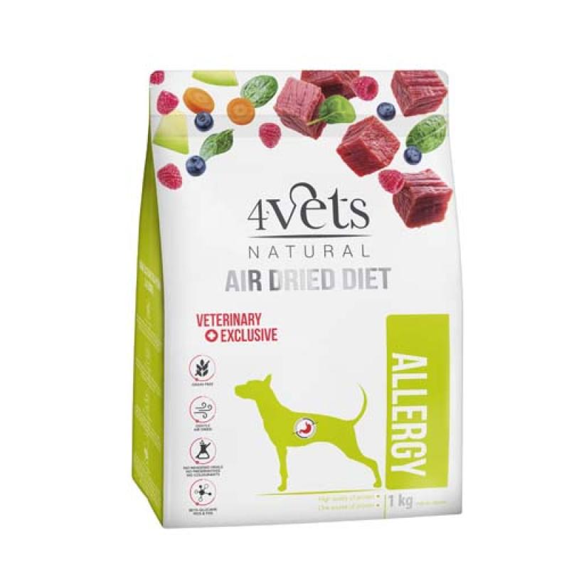 4vets AIR DRIED NATURAL VETERINARY EXCLUSIVE ALLERGY 1kg sušené krmivo pro psy s pot 4vets