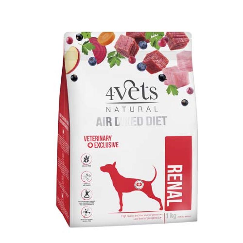 4vets AIR DRIED NATURAL VETERINARY EXCLUSIVE RENAL 1kg sušené krmivo pro psy při on 4vets