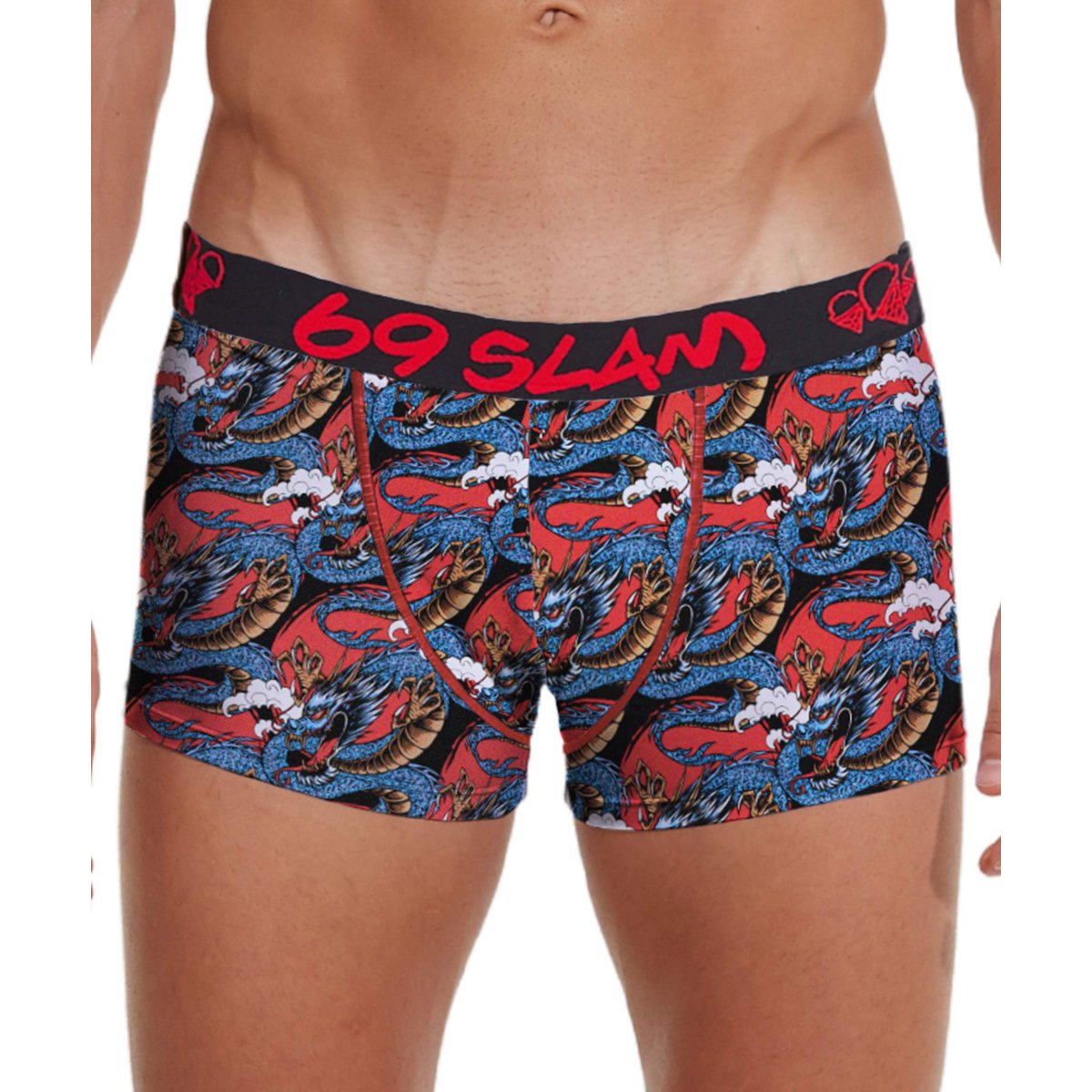 69SLAM Pánské boxerky hip bamboo moon dragon red (MHBMND-BB) M 69SLAM