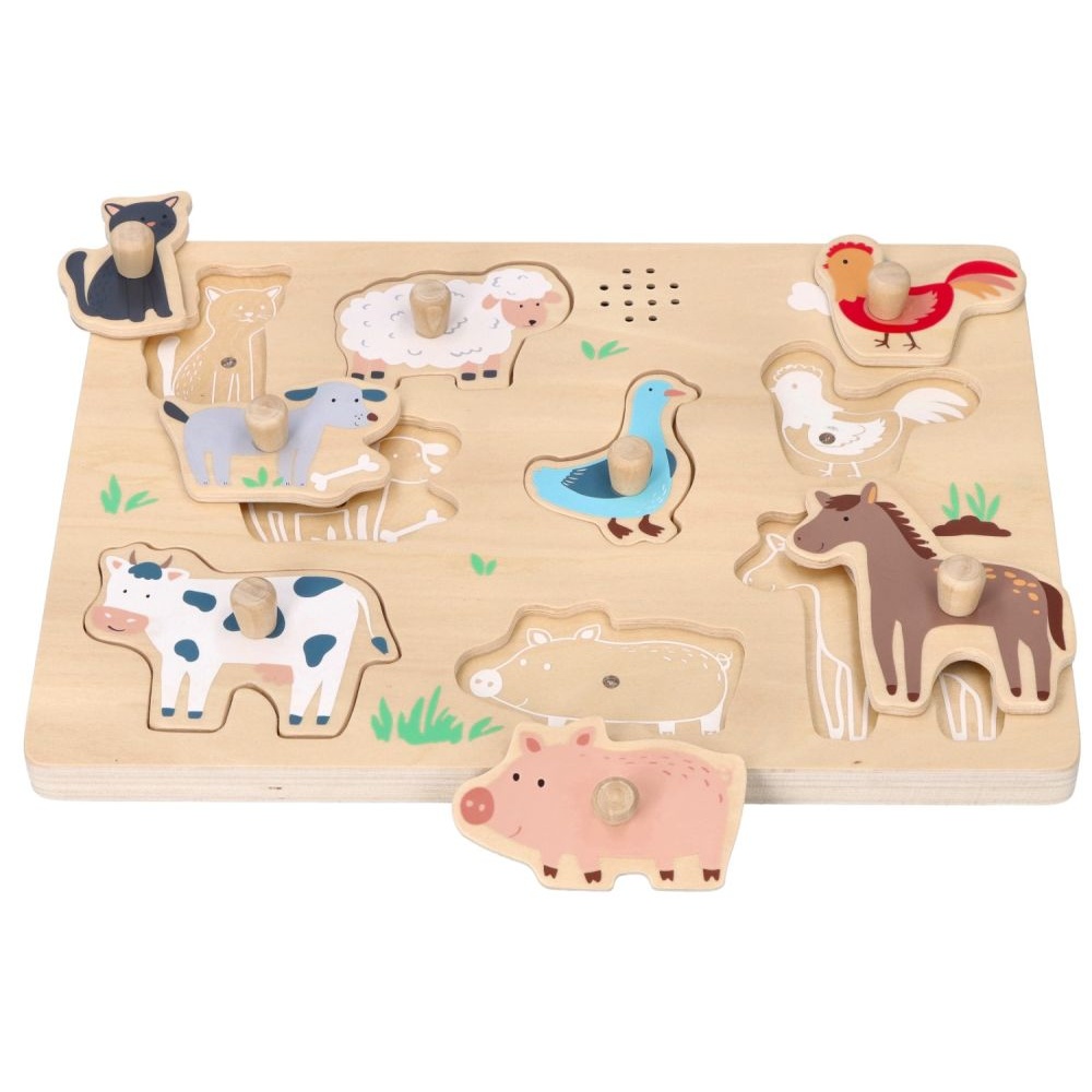 Adam Toys Dřevěné zábavné vkládací puzzle se zvukem