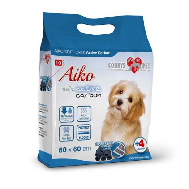 Aiko Soft Care Active Carbon 60x60cm 10ks plena pro psy s aktivním uhlím se čtyřm Aiko