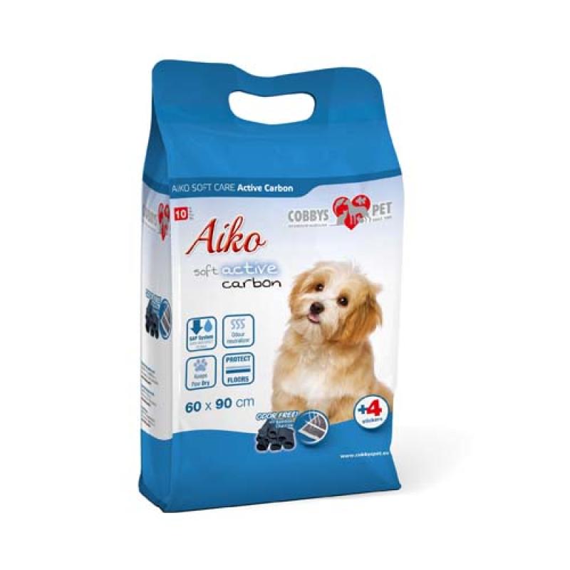 Aiko Soft Care Active Carbon 60x90cm 10ks plena pro psy s aktivním uhlím se čtyřm Aiko