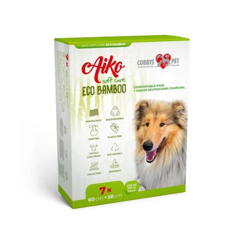 Aiko Soft Care Eco Bamboo 60x58cm 7ks kompostovatelné pleny pro psy s dřevěným uh Aiko