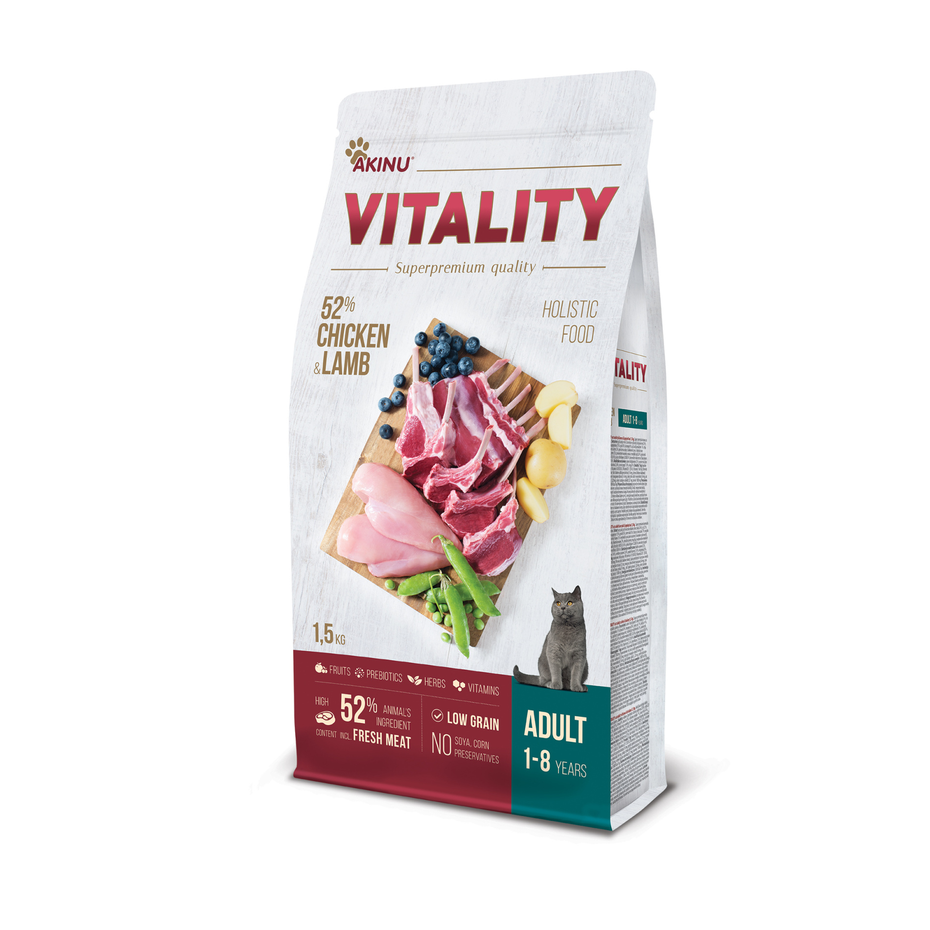 Akinu VITALITY granule pro dospělé kočky kuřecí a jehněčí 1