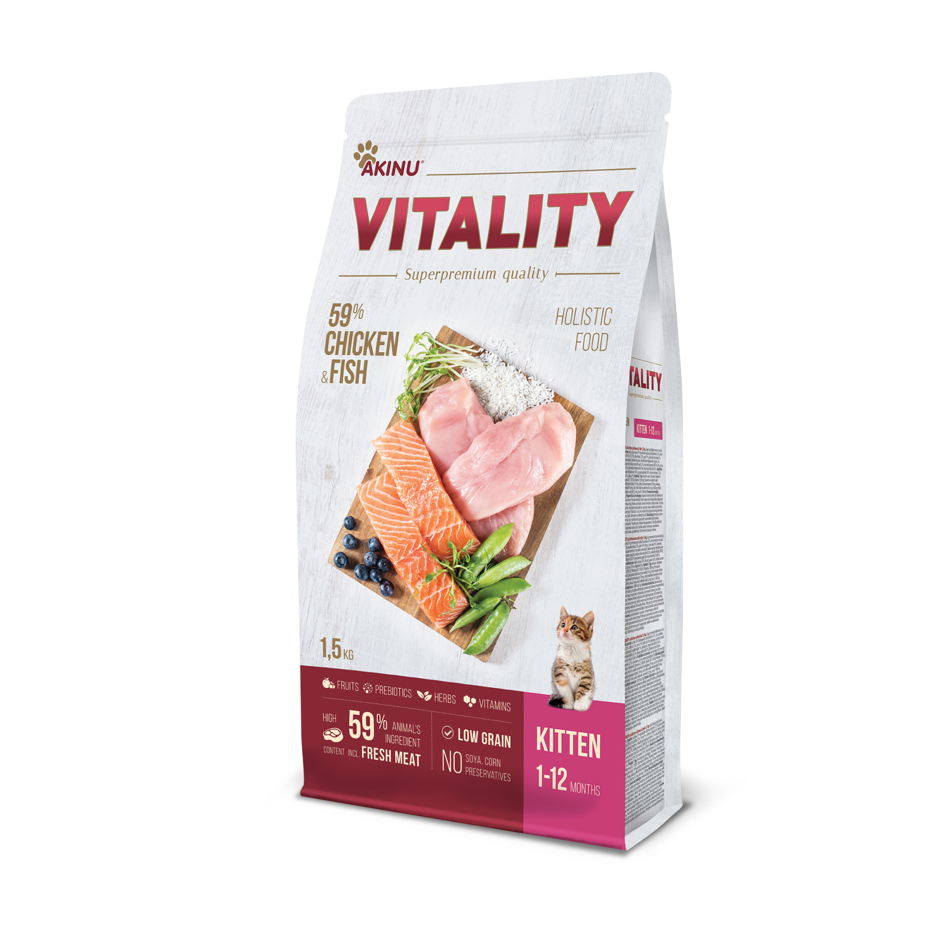 Akinu VITALITY granule pro koťata kuřecí s rybou 1