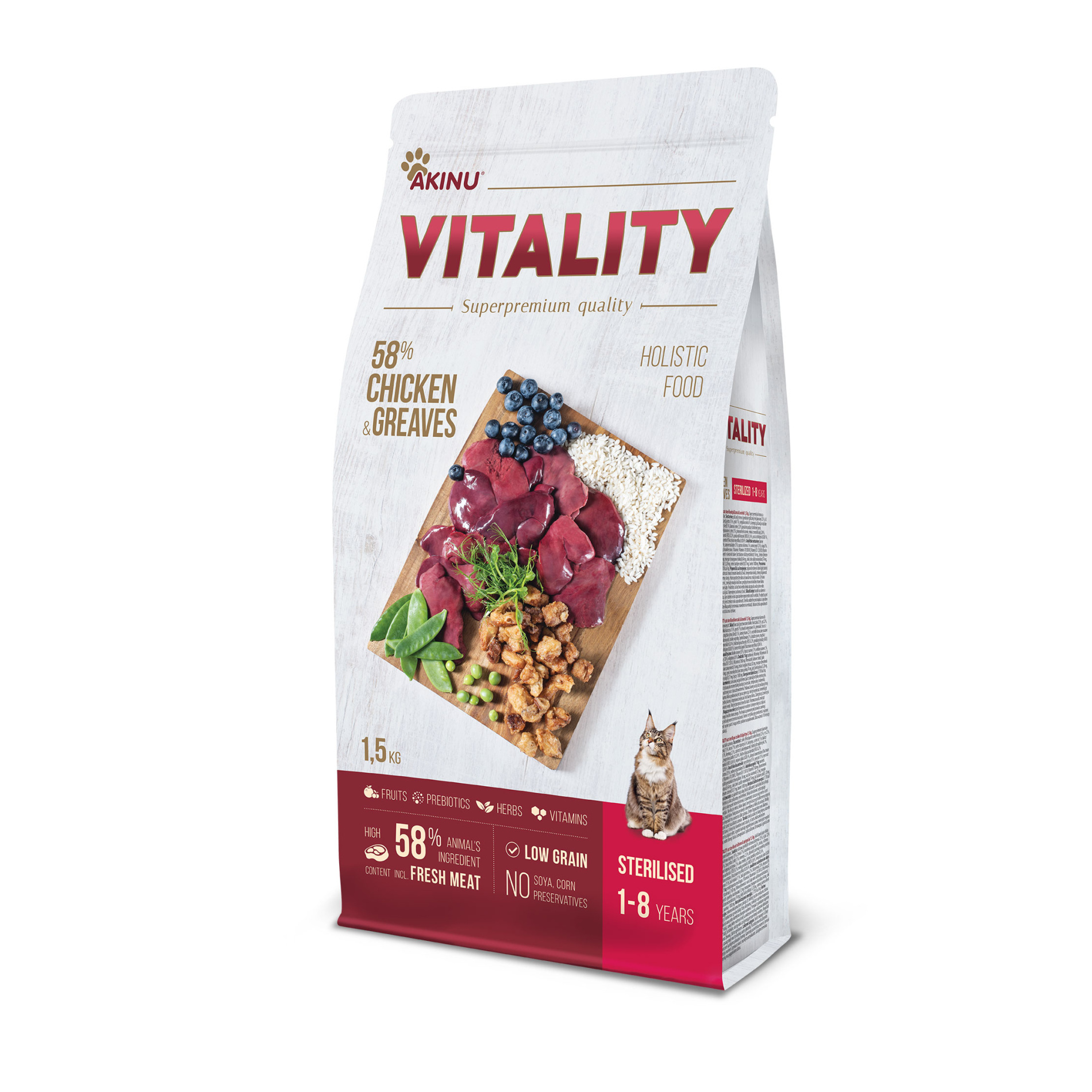 Akinu VITALITY granule pro sterilované kočky kuřecí 1