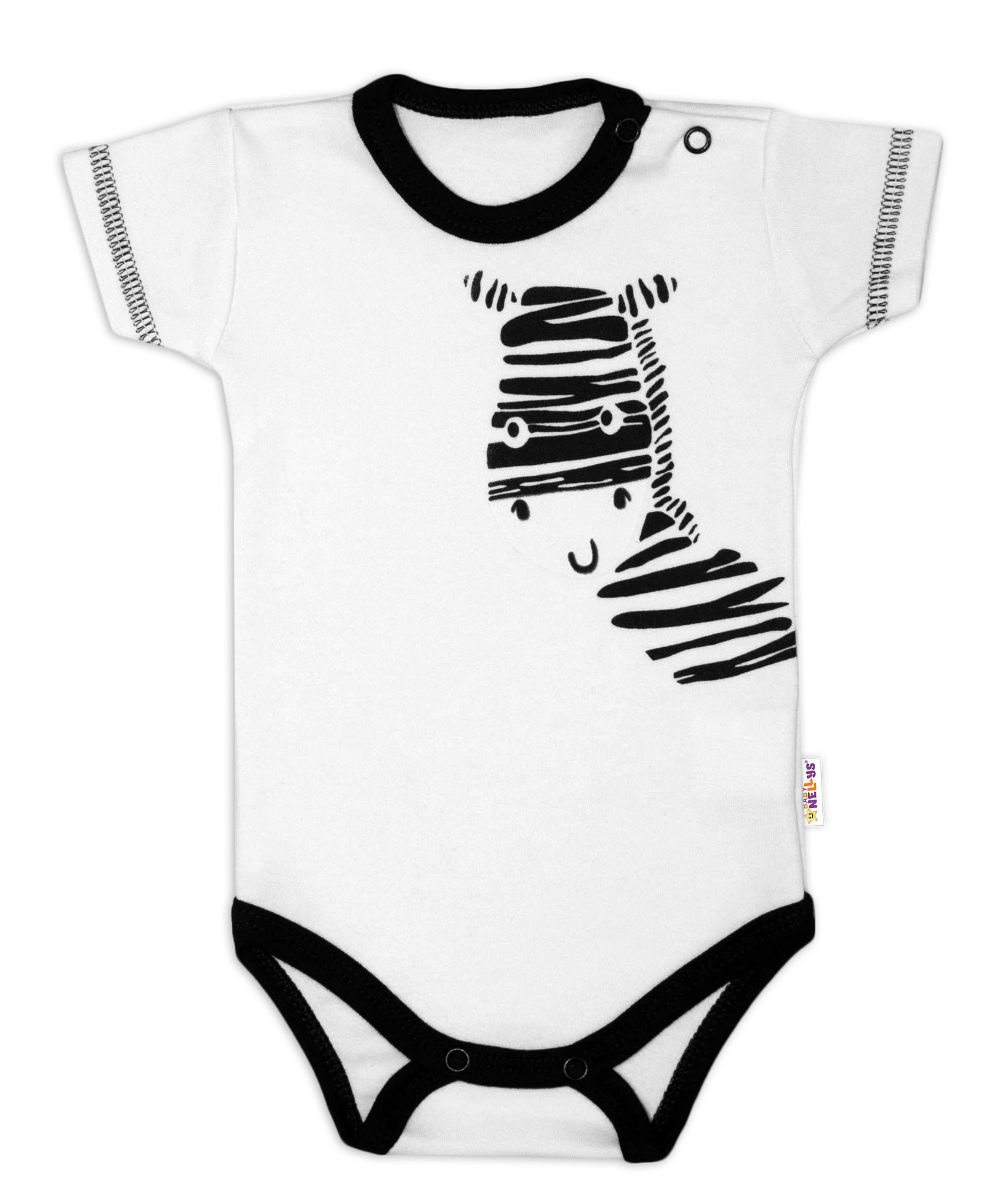 Baby Nellys Body krátký rukáv  Zebra - bílé vel.  56 Baby Nellys