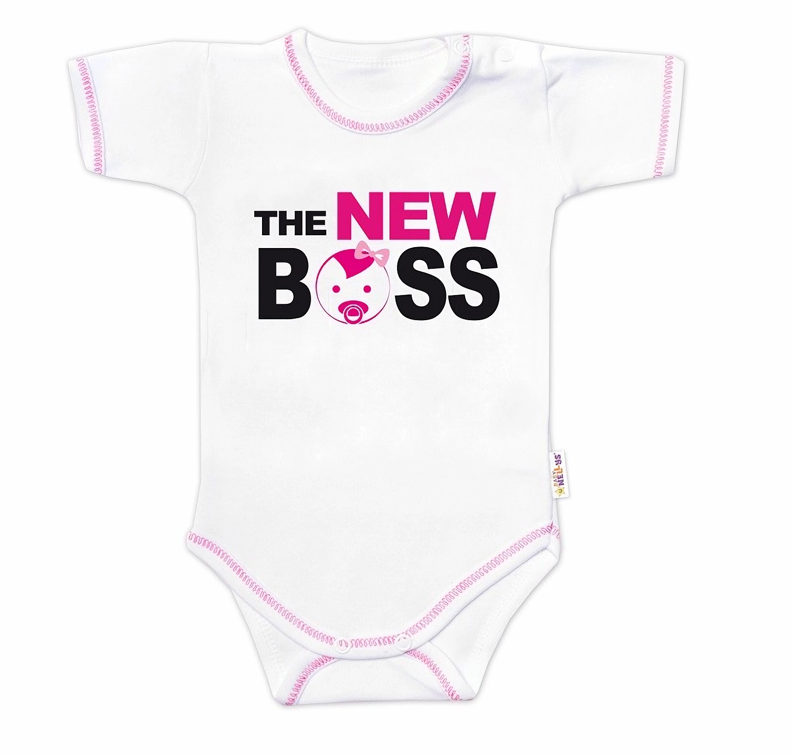 Baby Nellys Body krátký rukáv s vtipným textem  The New Boss vel.  68