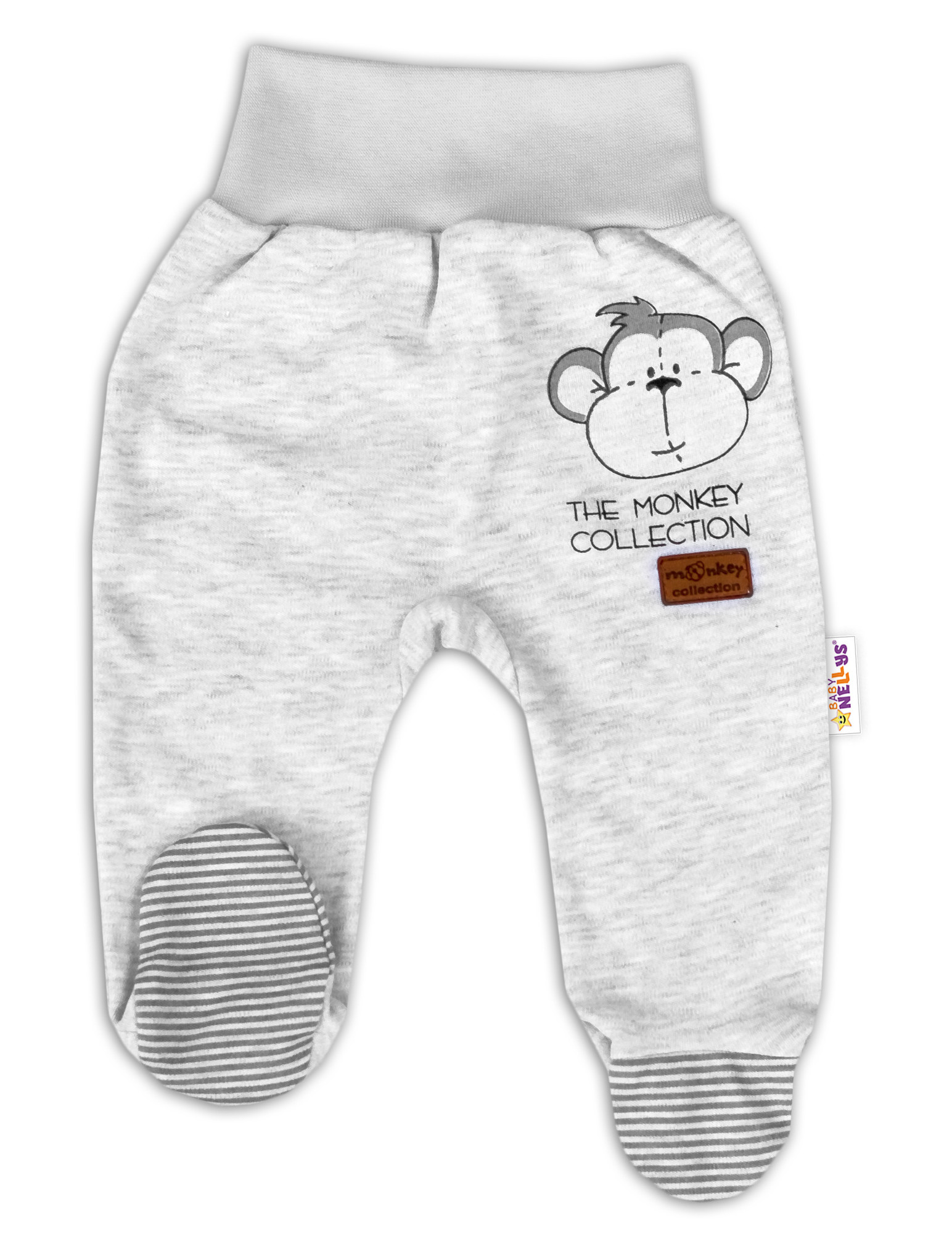 Baby Nellys Kojenecké polodupačky Monkey - sv. šedý melírek vel.  62 Baby Nellys