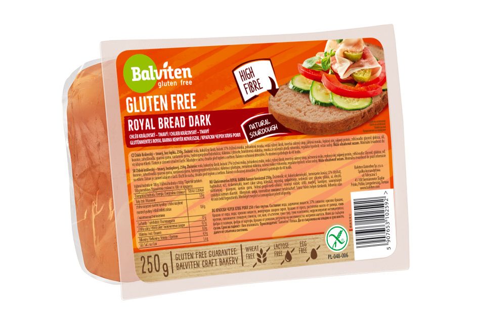 Balviten Royal Dark Bread bezlepkový chléb tmavý krájený 250 g Balviten