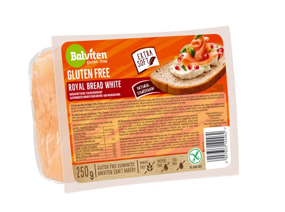 Balviten Royal White Bread bezlepkový chléb světlý krájený 250 g Balviten