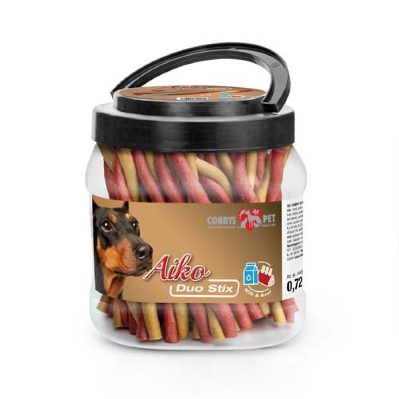 Cobbyspet AIKO Duo Stix 12cm Mléko+Hovězí 1ks Cobbys Pet