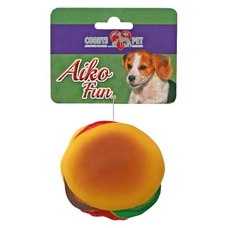 Cobbyspet AIKO FUN Hamburger 8cm gumová hračka pro psy Cobbys Pet