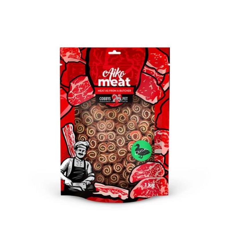 Cobbyspet AIKO Meat mini rolky s kachnou a treskou 1kg Cobbys Pet