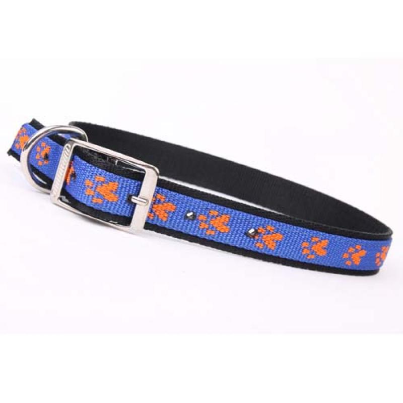 Cobbyspet obojek paw motives 30mm/65cm -modrá /oranžová Cobbys Pet