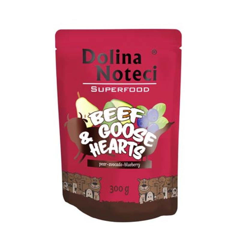 Dolina Noteci SUPERFOOD 300g hovězí a husí srdce pro psy 80% masa Dolina Noteci