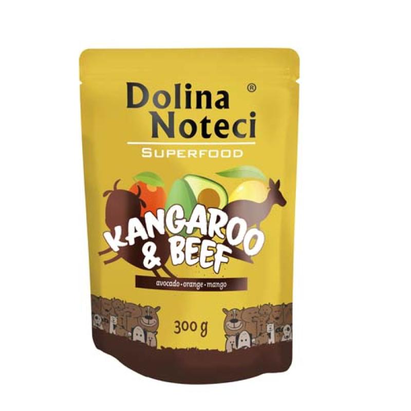 Dolina Noteci SUPERFOOD 300g klokan a hovězí maso pro psy 80% masa Dolina Noteci