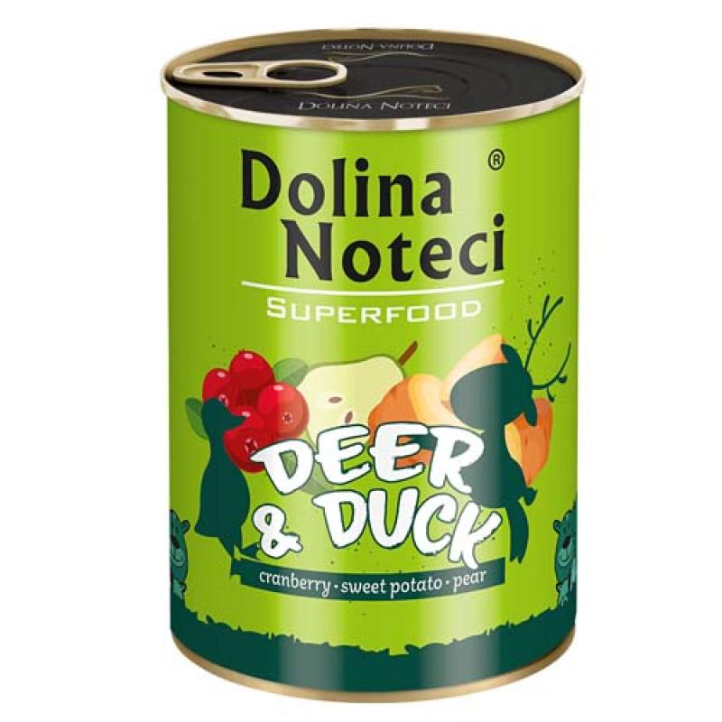 Dolina Noteci SUPERFOOD 400g jelen a kachna pro psy 80% masa Dolina Noteci