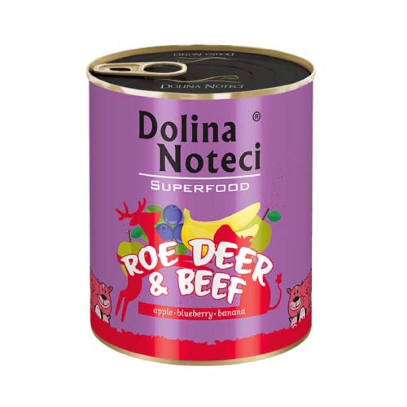 Dolina Noteci SUPERFOOD 800g srnčí a hovězí maso pro psy 80% masa Dolina Noteci