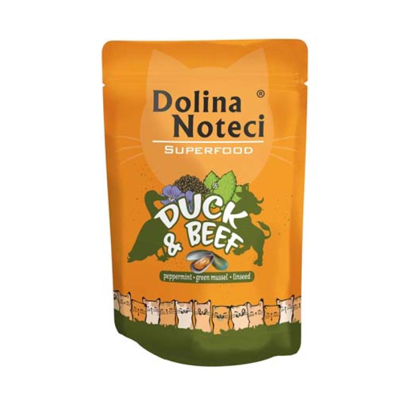 Dolina Noteci SUPERFOOD 85g kachna a hovězí maso pro kočky 80% masa Dolina Noteci