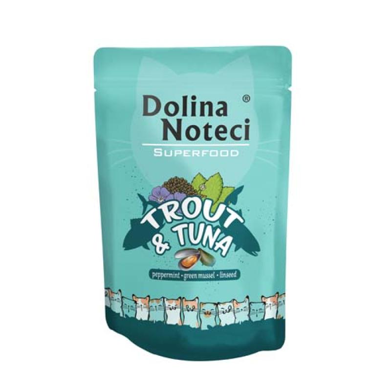 Dolina Noteci SUPERFOOD 85g pstruh a tuňák pro kočky 80% masa Dolina Noteci