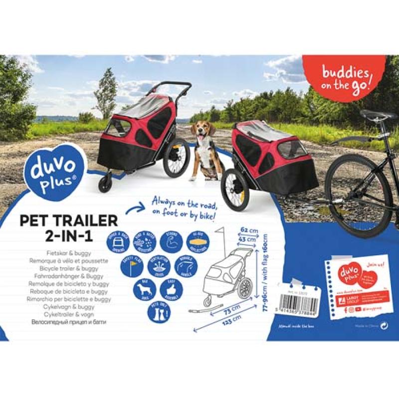 Duvo+ Pet trailer 2-in-1 Přívěs na kolo pro domácí zvířata a bugina v jednom do Duvo+