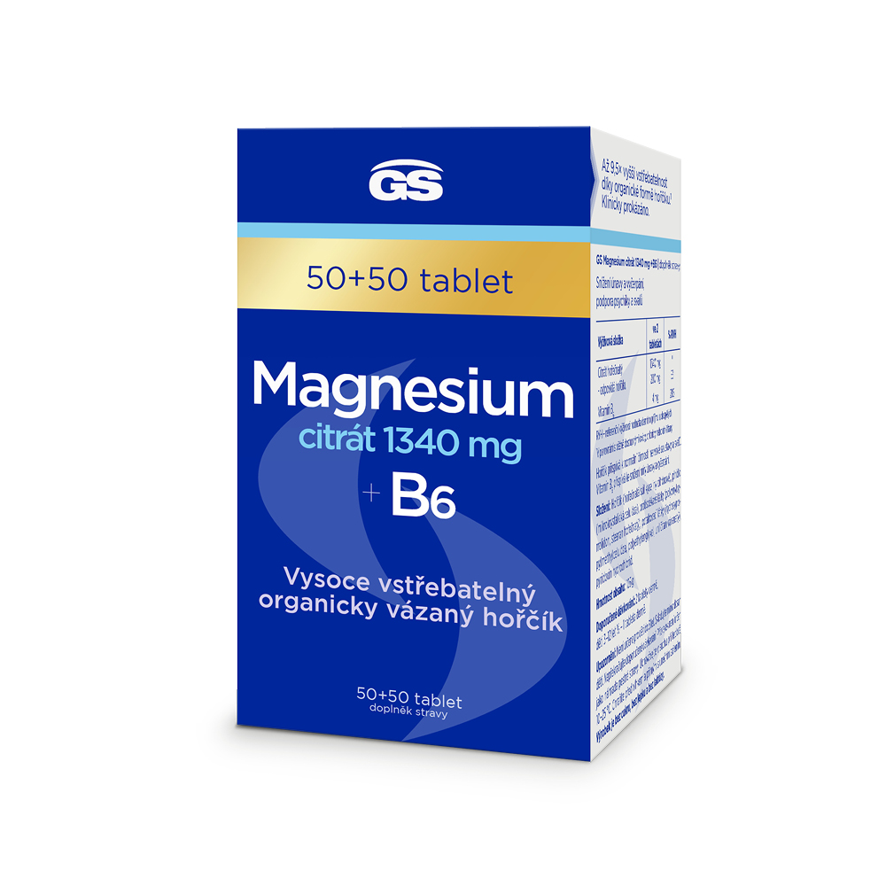 GS Magnesium citrát 1340 mg + B6 50+50 tablet GS