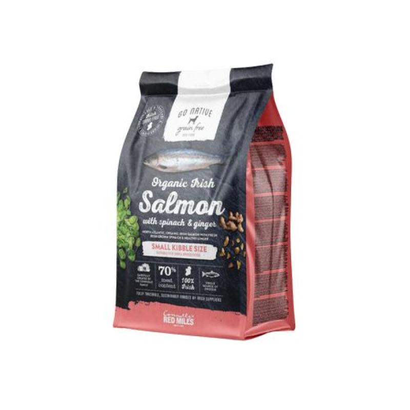 Go Native Small Breed Salmon with Spinach and Ginger 4kg obsahuje až 70%  masa z lososa Go Native