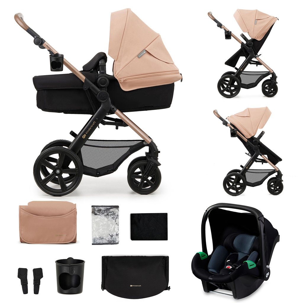 Kinderkraft Kočárek kombinovaný Moov 2 3v1 Sand Beige - pěnová kola Kinderkraft