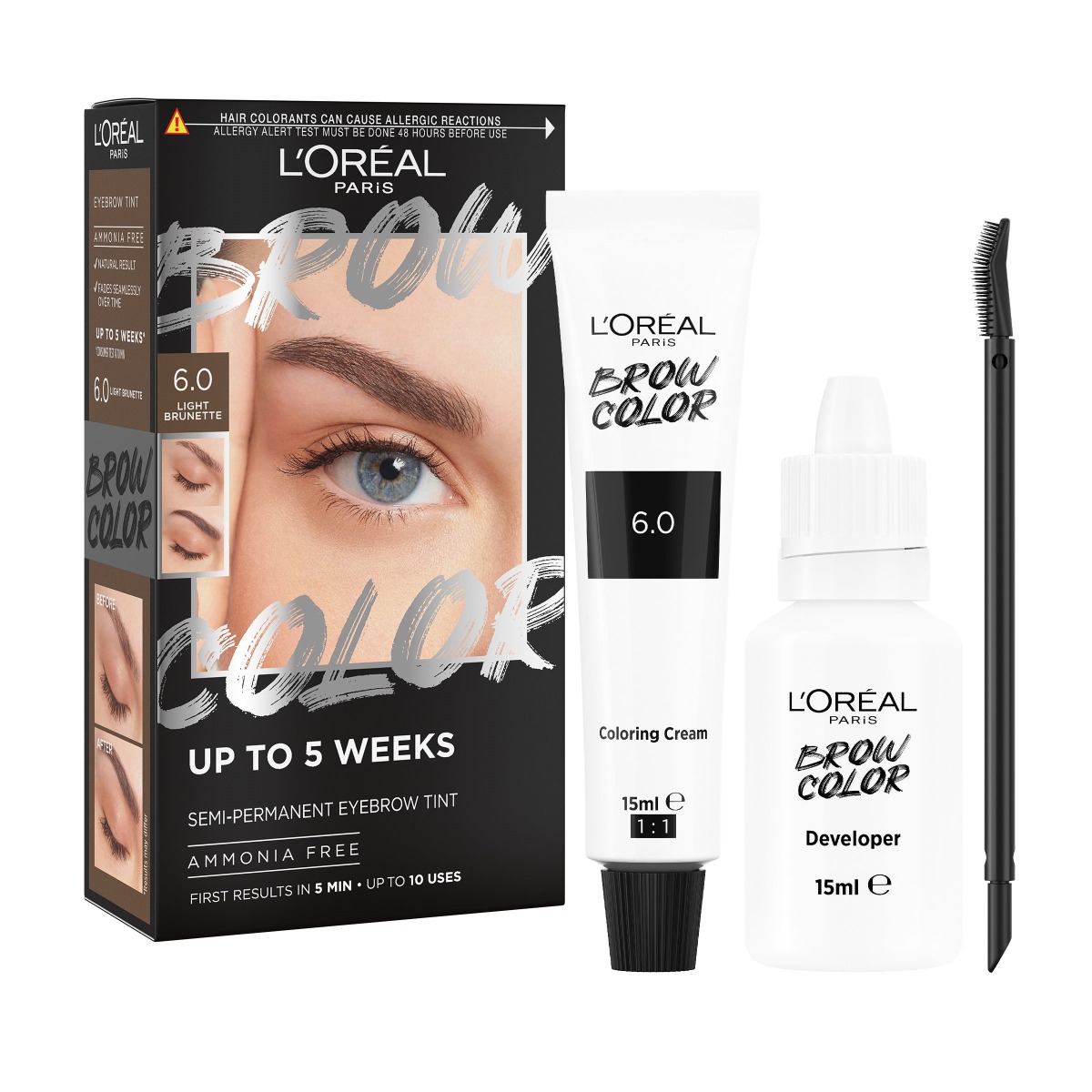 Loréal Paris Brow Color Semi-Permanent 6.0 Light Brunette barva na obočí 1 sada Loréal Paris