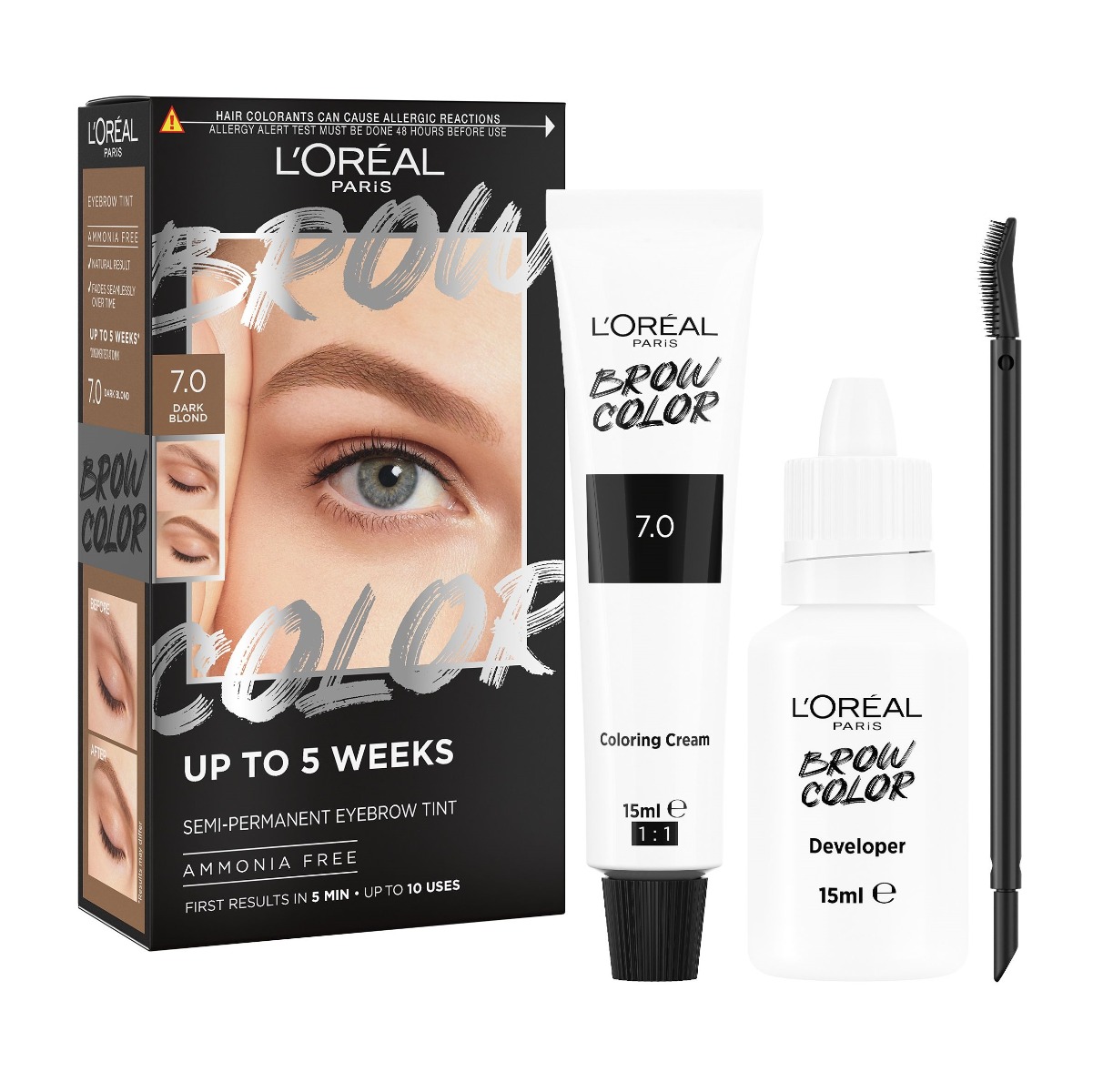 Loréal Paris Brow Color Semi-Permanent 7.0 Dark Blond barva na obočí 1 sada Loréal Paris