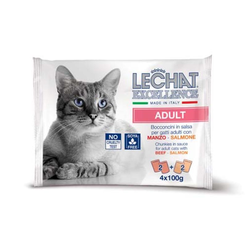 Monge LECHAT EXCELLENCE ADULT hovězí/losos multi pack 4x100g kapsička Monge