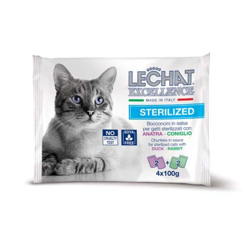 Monge LECHAT EXCELLENCE STERILIZED kachna/králík multi pack 4x100g kapsička Monge