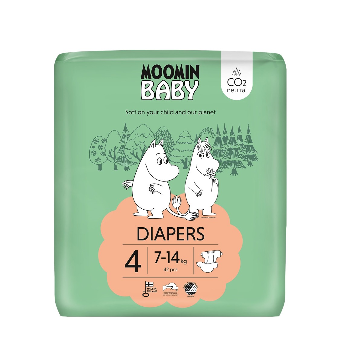 Moomin Baby 4 Maxi 7–14 kg eko pleny 42 ks Moomin Baby