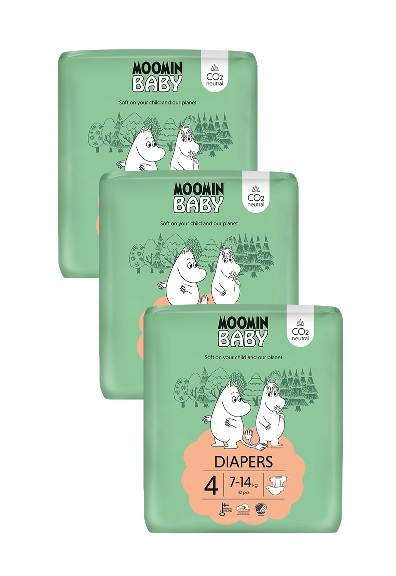 Moomin Baby 4 Maxi 7–14 kg měsíční balení eko plen 126 ks Moomin Baby