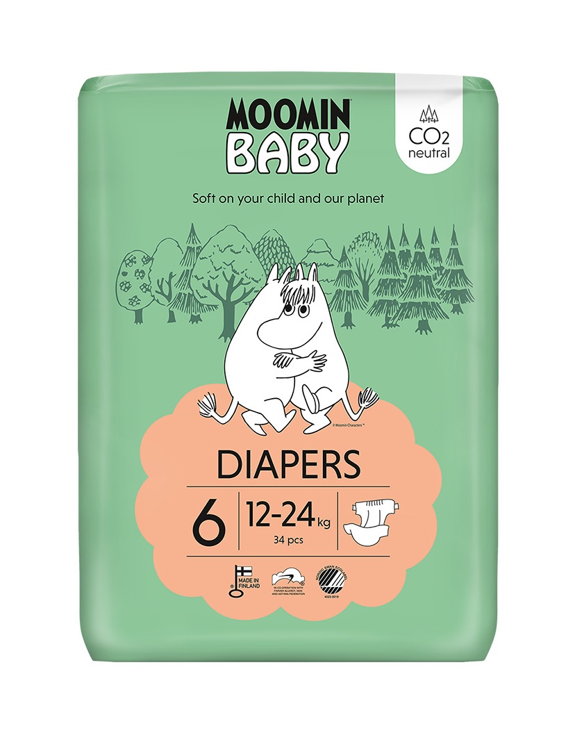 Moomin Baby 6 Maxi 12–24 kg eko pleny 34 ks Moomin Baby