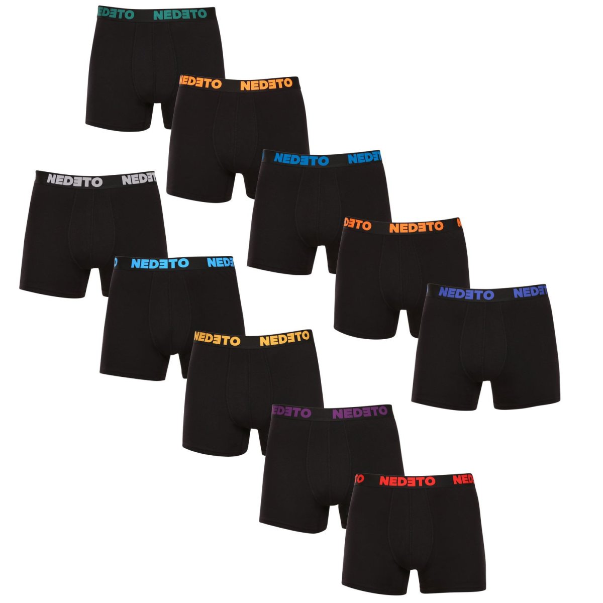 Nedeto 10PACK pánské boxerky černé (10NB004b) XL Nedeto