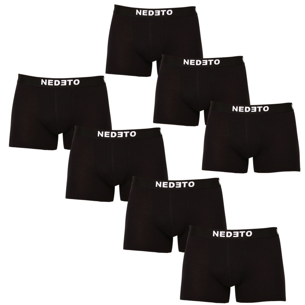 Nedeto 7PACK pánské boxerky černé (7NB001-brand) 3XL Nedeto