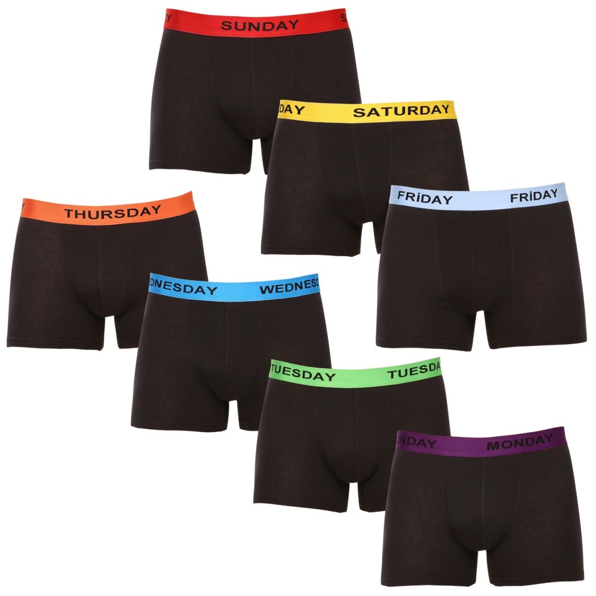 Nedeto 7PACK pánské boxerky černé (7NB001-week) 3XL Nedeto