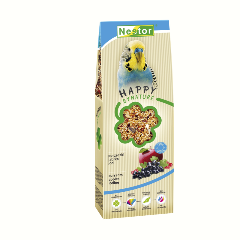 Nestor HAPPY krmivo pro papoušky s jódem a ovocem 700ml/470g Nestor