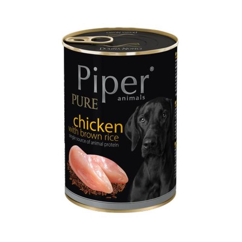 PIPER PURE Chicken 400g kuře a hnědá rýže konzerva pro dospělé psy PIPER