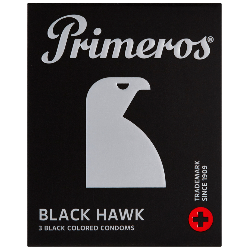 Primeros Black Hawk – černé kondomy (3 ks) Primeros